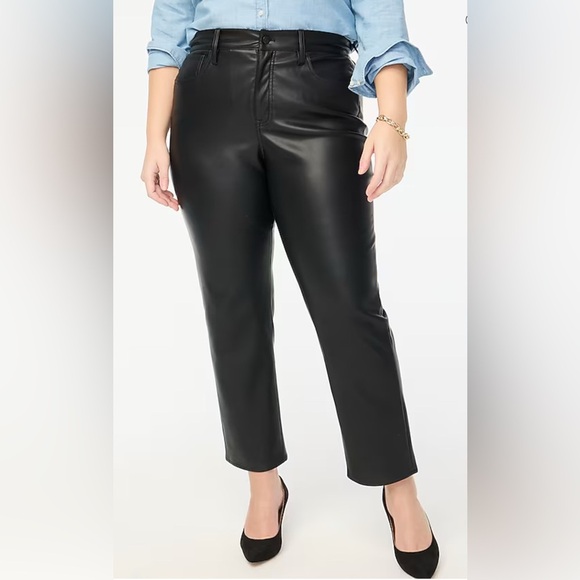 J Crew Women’s Faux Leather Straight-Leg Pant Full Length Black Size 18 (34) NWT - Picture 1 of 10